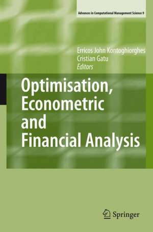 Optimisation, Econometric and Financial Analysis de Erricos Kontoghiorghes