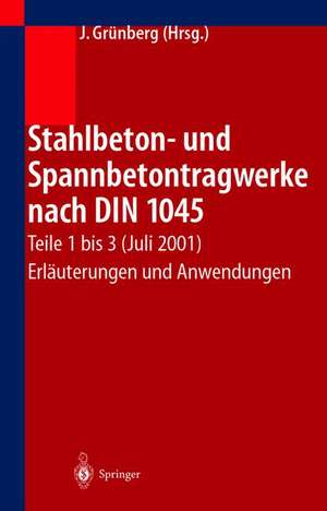 Stahlbeton- und Spannbetontragwerke nach DIN 1045: Teile 1 bis 3 (Juli 2001) Erläuterungen und Anwendungen de Jürgen Grünberg