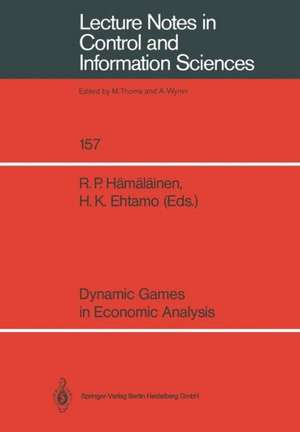 Dynamic Games in Economic Analysis: Proceedings of the Fourth International Symposium on Differential Games and Applications August 9–10, 1990, Helsinki University of Technology, Finland de Raimo P. Hämäläinen