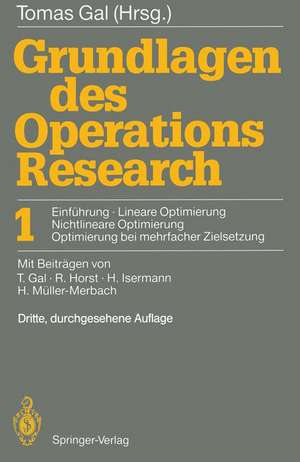 Grundlagen des Operations Research: 1 Einführung, Lineare Optimierung, Nichtlineare Optimierung, Optimierung bei mehrfacher Zielsetzung de Tomas Gal