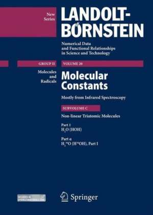 H2O (HOH), Part 1 alpha: Molecular constants mostly from Infrared Spectroscopy Subvolume C: Nonlinear Triatomic Molecules de Nathalie Picqué