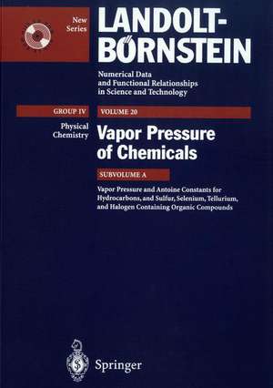 Vapor Pressure and Antoine Constants for Hydroncarbons, and Sulfur, Selenium, Tellurium, and Halogen Containing Organic Compounds de J. Dykyj