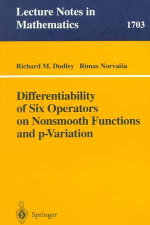 Differentiability of Six Operators on Nonsmooth Functions and p-Variation de Rm Dudley