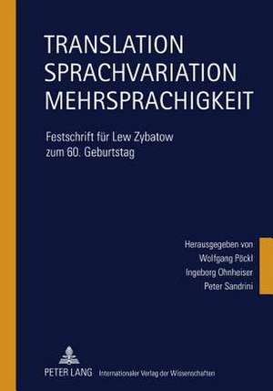 Translation - Sprachvariation - Mehrsprachigkeit de Pockl, Wolfgang