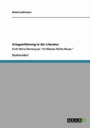 Kriegserfahrung in der Literatur de Daniel Lachmann