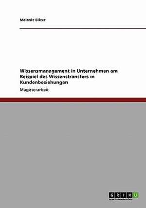 Wissensmanagement in Unternehmen am Beispiel des Wissenstransfers in Kundenbeziehungen de Melanie Bilzer