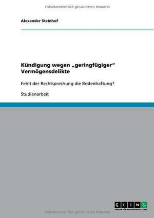 Kündigung wegen "geringfügiger" Vermögensdelikte de Alexander Steinhof