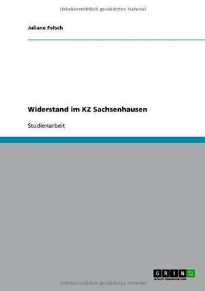 Widerstand im KZ Sachsenhausen de Juliane Felsch