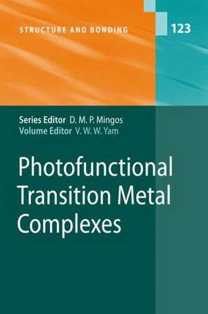 Photofunctional Transition Metal Complexes de Vivian W. W. Yam