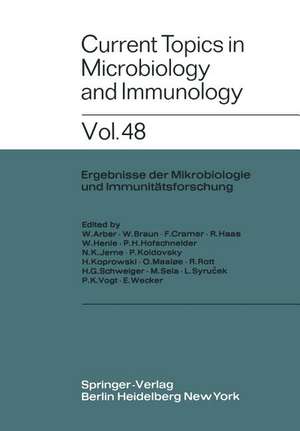 Current Topics in Microbiology and Immunology / Ergebnisse der Mikrobiologie und Immunitätsforschung de W. Arber