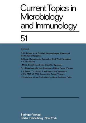 Current Topics in Microbiology and Immunology / Ergebnisse der Mikrobiologie und Immunitätsforschung de W. Arber