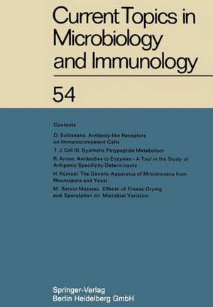 Current Topics in Microbiology and Immunology: Ergebnisse der Mikrobiologie und Immunitätsforschung de W. Arber