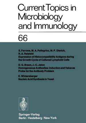 Current Topics in Microbiology and Immunology: Ergebnisse der Mikrobiologie und Immunitätsforschung Volume 66 de W. Arber