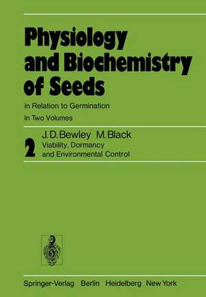 Physiology and Biochemistry of Seeds in Relation to Germination: Volume 2: Viability, Dormancy, and Environmental Control de J. Derek Bewley