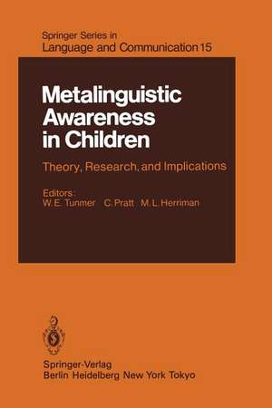 Metalinguistic Awareness in Children: Theory, Research, and Implications de J. Bowey