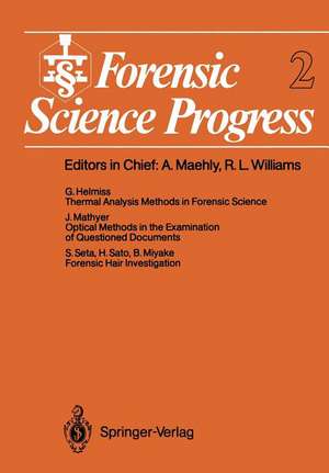 Forensic Science Progress de Günter Hellmiss