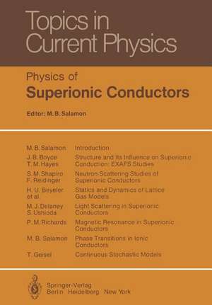 Physics of Superionic Conductors de M.B. Salamon