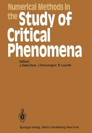 Numerical Methods in the Study of Critical Phenomena: Proceedings of a Colloquium, Carry-le-Rouet, France, June 2–4, 1980 de J. Della Dora