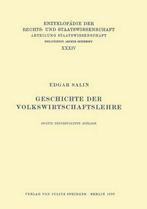 Geschichte der Volkswirtschaftslehre de Edgar Salin