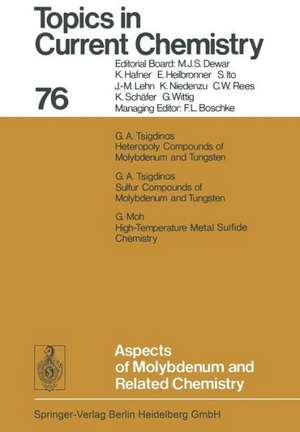 Aspects of Molybdenum and Related Chemistry de G.A. Tsigdinos