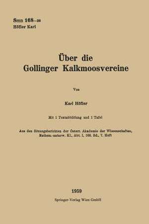 Über die Gollinger Kalkmoosvereine de Karl Höfler