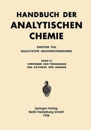 Vorproben und Trennungen der Kationen und Anionen: Analyse durch Vorproben Lösen und Aufschliessen Trennungsgänge de Alfred Jevins