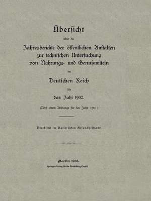 Übersicht über die Jahresberichte der öffentlichen Anstalten zur technischen Untersuchung von Nahrungs- und Genußmitteln im Deutschen Reich für das Jahr 1902 de Kaiserliches Gesundheitsamt