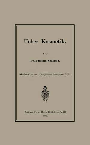 Ueber Kosmetik de Edmund Saalfeld