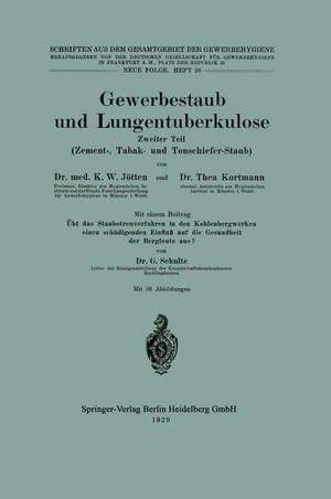 Gewerbestaub und Lungentuberkulose: Zweiter Teil: Zement-, Tabak- und Tonschiefer-Staub de Karl Wilhelm Jötten