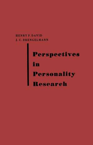 Perspectives in Personality Research de Johannes C. Brengelmann