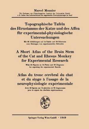 Topographische Tafeln des Hirnstamms der Katze und des Affen für experimental-physiologische Untersuchungen / A short Atlas of the Brain Stem of the Cat and Rhesus Monkey for Experimental Research / Atlas du tronc cérébral du chat et du singe à l’usage de la neurophysiologie expérimentale de Marcel Monnier