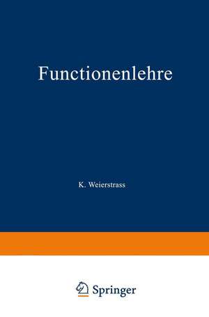 Functionenlehre de K. Weierstrass