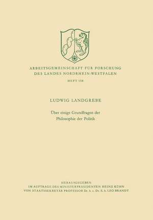 Über einige Grundfragen der Philosophie der Politik de Ludwig Landgrebe