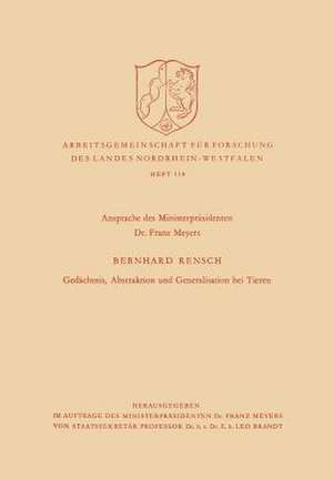 Gedächtnis, Abstraktion und Generalisation bei Tieren de Bernhard Rensch