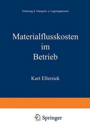 Materialflußkosten im Betrieb: Erfassung der Transport- und Lagerungskosten de Kurt Ellersiek