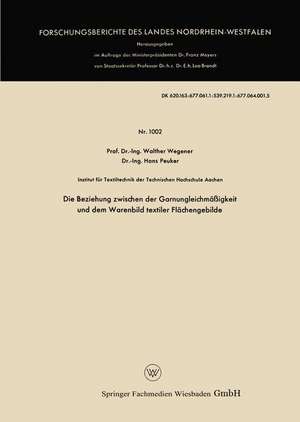 Die Beziehung zwischen der Garnungleichmäßigkeit und dem Warenbild textiler Flächengebilde de Walther Wegener