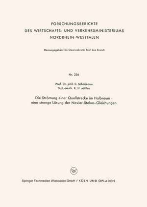 Die Strömung einer Quellstrecke im Halbraum — eine strenge Lösung der Navier-Stokes-Gleichungen de Curt Schmieden