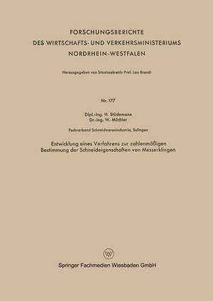 Entwicklung eines Verfahrens zur zahlenmäßigen Bestimmung der Schneideigenschaften von Messerklingen de Hans Stüdemann