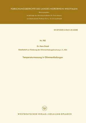 Temperaturmessung in Glimmentladungen de Hans Strack