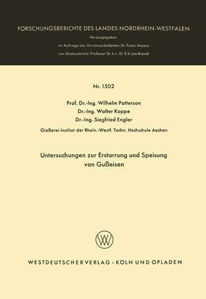 Untersuchungen zur Erstarrung und Speisung von Gußeisen de Wilhelm Patterson