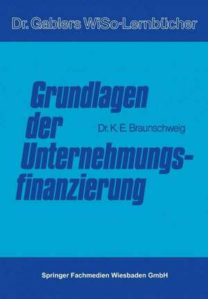 Grundlagen der Unternehmungsfinanzierung de Karl Braunschweig