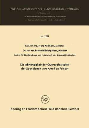 Die Abhängigkeit der Querzugfestigkeit der Spanplatten vom Anteil an Feingut de Franz Kollmann