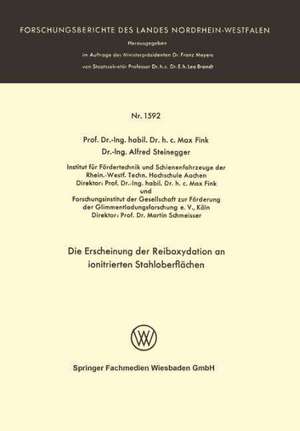 Die Erscheinung der Reiboxydation an ionitrierten Stahloberflächen de Max Fink