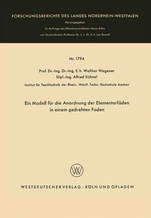 Ein Modell für die Anordnung der Elementarfäden in einem gedrehten Faden de Walther Wegener