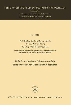 Einfluß verschiedener Schmelzen auf die Zerspanbarkeit von Gesenkschmiedestücken de Herwart Opitz