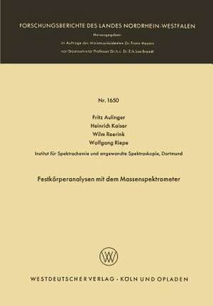 Festkörperanalysen mit dem Massenspektrometer de Fritz Aulinger