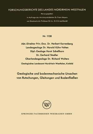 Geologische und bodenmechanische Ursachen von Rutschungen, Gleitungen und Bodenfließen de Herbert Karrenberg