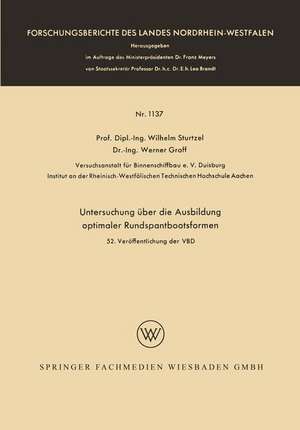 Untersuchung über die Ausbildung optimaler Rundspantbootsformen de Wilhelm Sturtzel