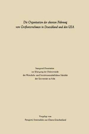 Die Organisation der obersten Führung von Großunternehmen in Deutschland und den USA de Panagiotis Stratoudakis