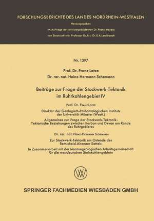 Beiträge zur Frage der Stockwerk-Tektonik im Ruhrkohlengebiet IV de Franz Lotze